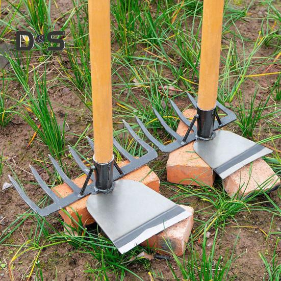 2-in-1 Weeding Rake Garden Hoe And Rake Heavy Duty Hand Weeder Gardening Hoe for Weeding Soil Loosening Landscaping