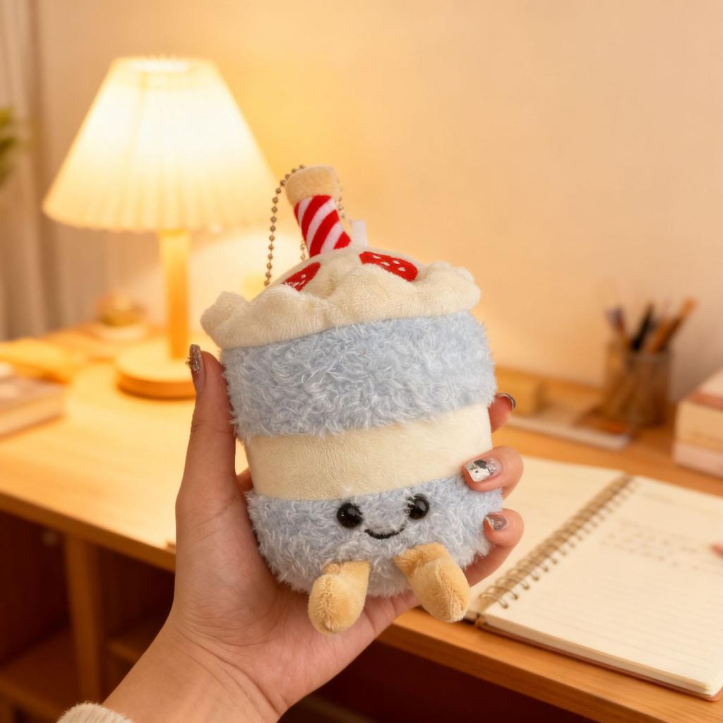 Cartoon Birthday Cake Series Keychain Cute Soothing Decoration Companion Plush Doll Soothing Toy Christmas Holiday Gift
