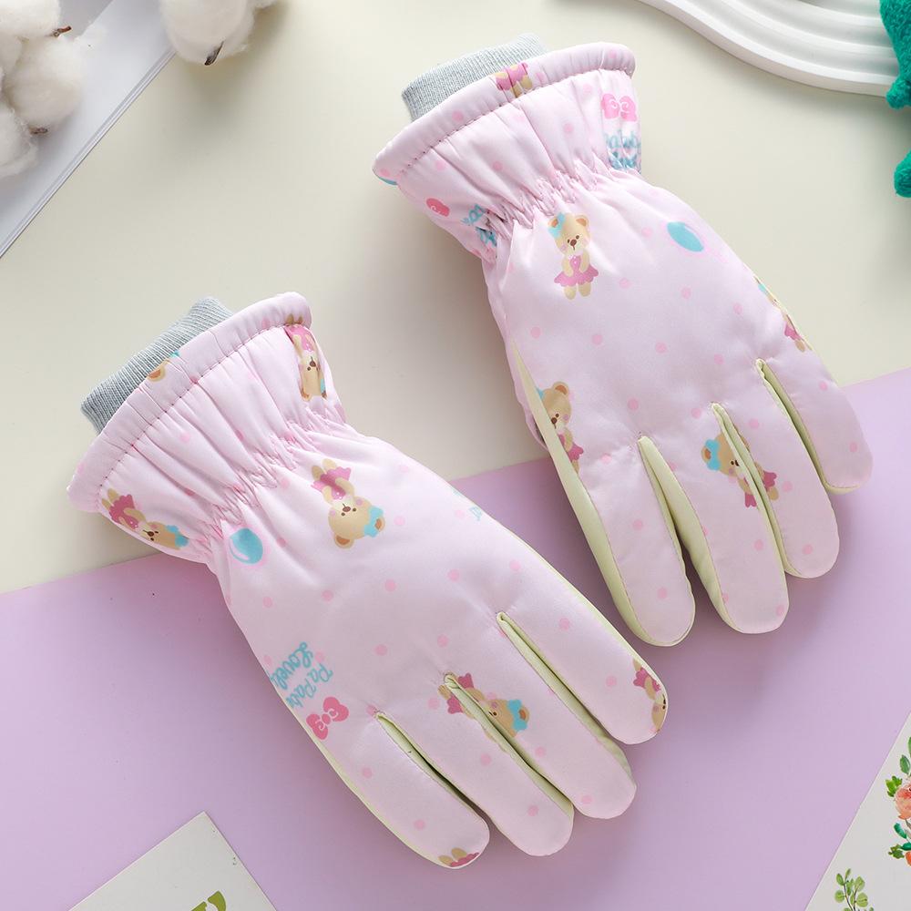Children's Ski Gloves for Winter Boys Cycling Girls Outdoor Plus Velvet Thickened Water Splashing Windproof Cold Resistant Gloves