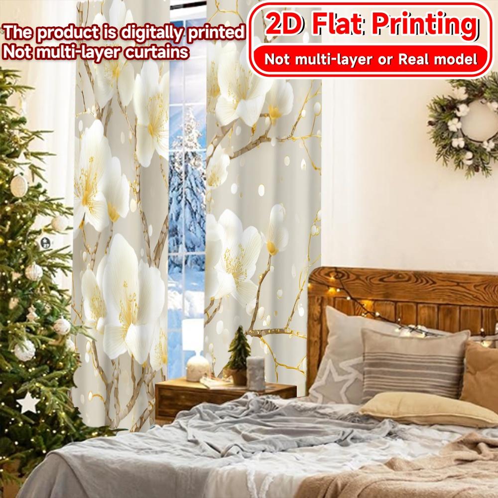 2D Flat Printing,2pcs Golden Blossom Popular Creative Curtains 100% Polyester Curtains Versatile All Use for Translucent digital