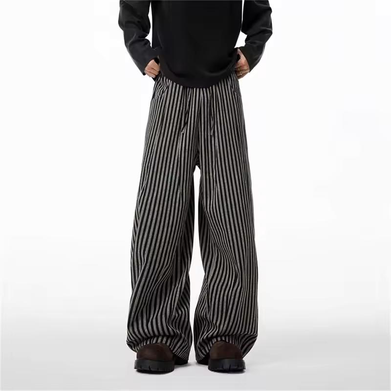 Women's Black Gothic Striped Long Pants Baggy Sweatpants Harajuku Y2k Emo Vintage Oversize Trousers Japanese Style Clothes
