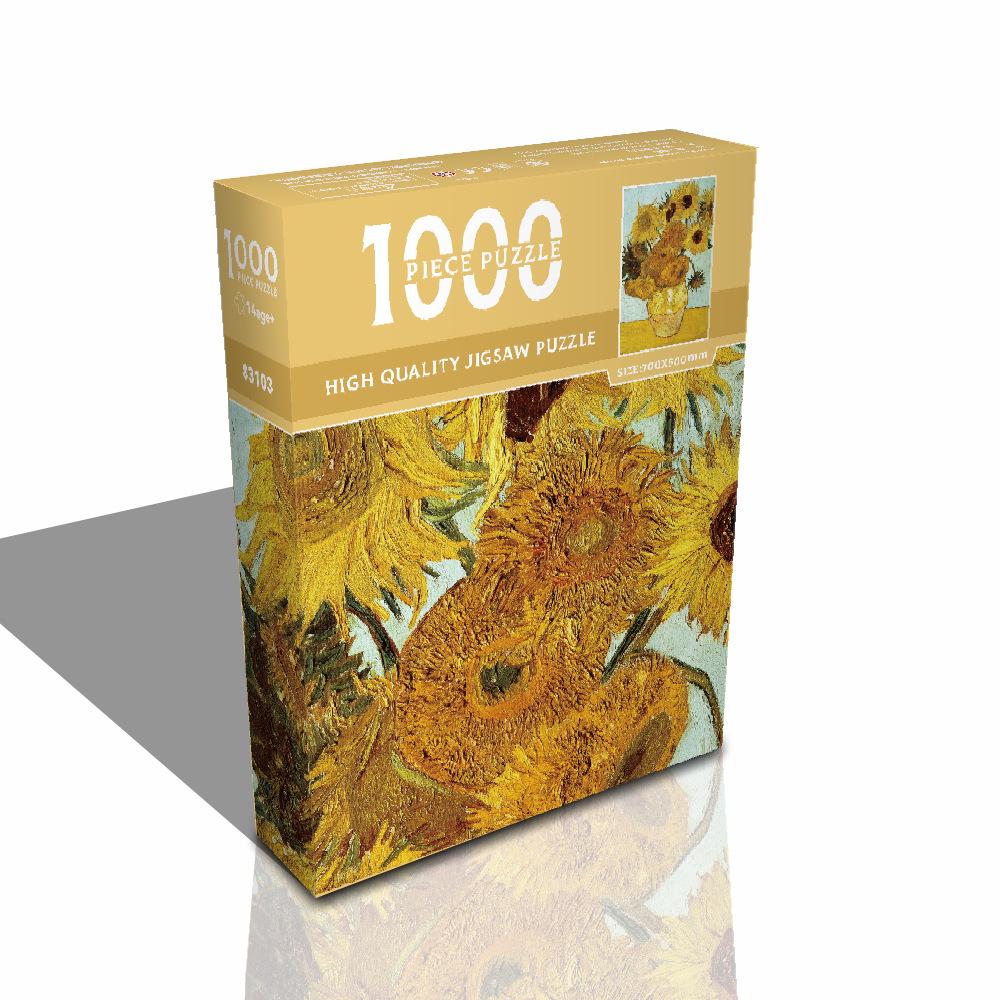1,000-Piece High-Difficulty Jigsaw Puzzle for Adults - Stress Relief and Boredom Buster Featuring Famous Van Gogh Oil Paintings.