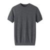 Men's 100% Pure Cashmere Short-Sleeve Knit Pullover with Round Neck