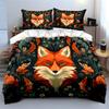 Fiery Red Fox And Botanical Print Bedding Set For Kids Luxury Gift 3Pcs Digital Print Comforter Set Soft Comfortable Breathable