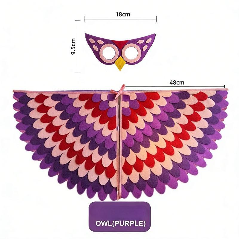 Phoenix Peacock Feather Wings Cape Mask Set for For Girl Boys Halloween Bird Show Party Performance Favor Costume