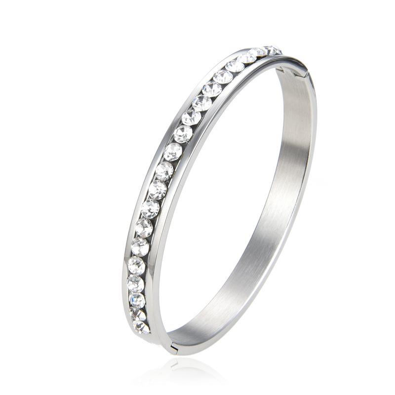Stylish Men s Titanium Steel Diamond Bracelet - European and American Popular Stainless Steel Wristband