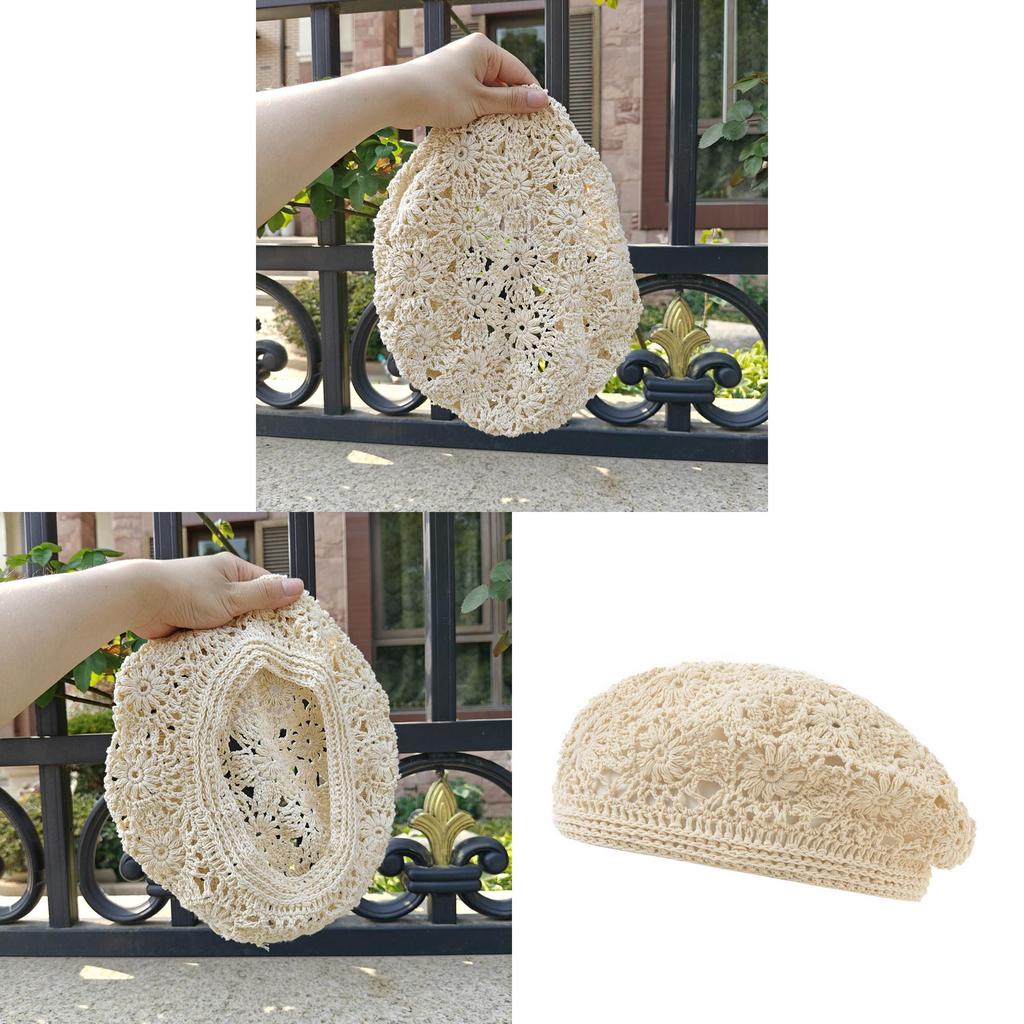 Vintage French Style Knit Beret Hat With Breathable Polyester For Art Lovers Summer Fashion