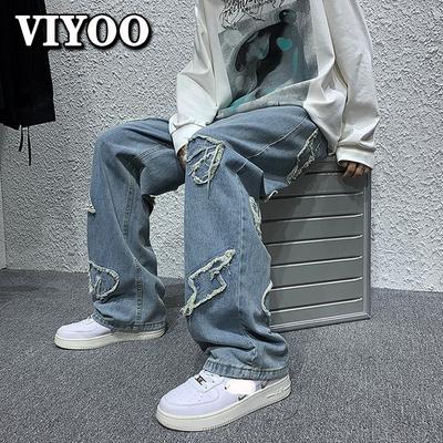 High Street Hip Hop Pánska móda Y2K Oblečenie Vyšívanie Vrecovité široké nohavice Džínsy Love Straight Nohavice Streetwear Tepláky Nohavice Pre mužov