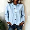 Women's Casual Long Sleeve Shirt Irregular Hem Button Down Blouse Relaxed Fit Lightweight Fabric Office Wear