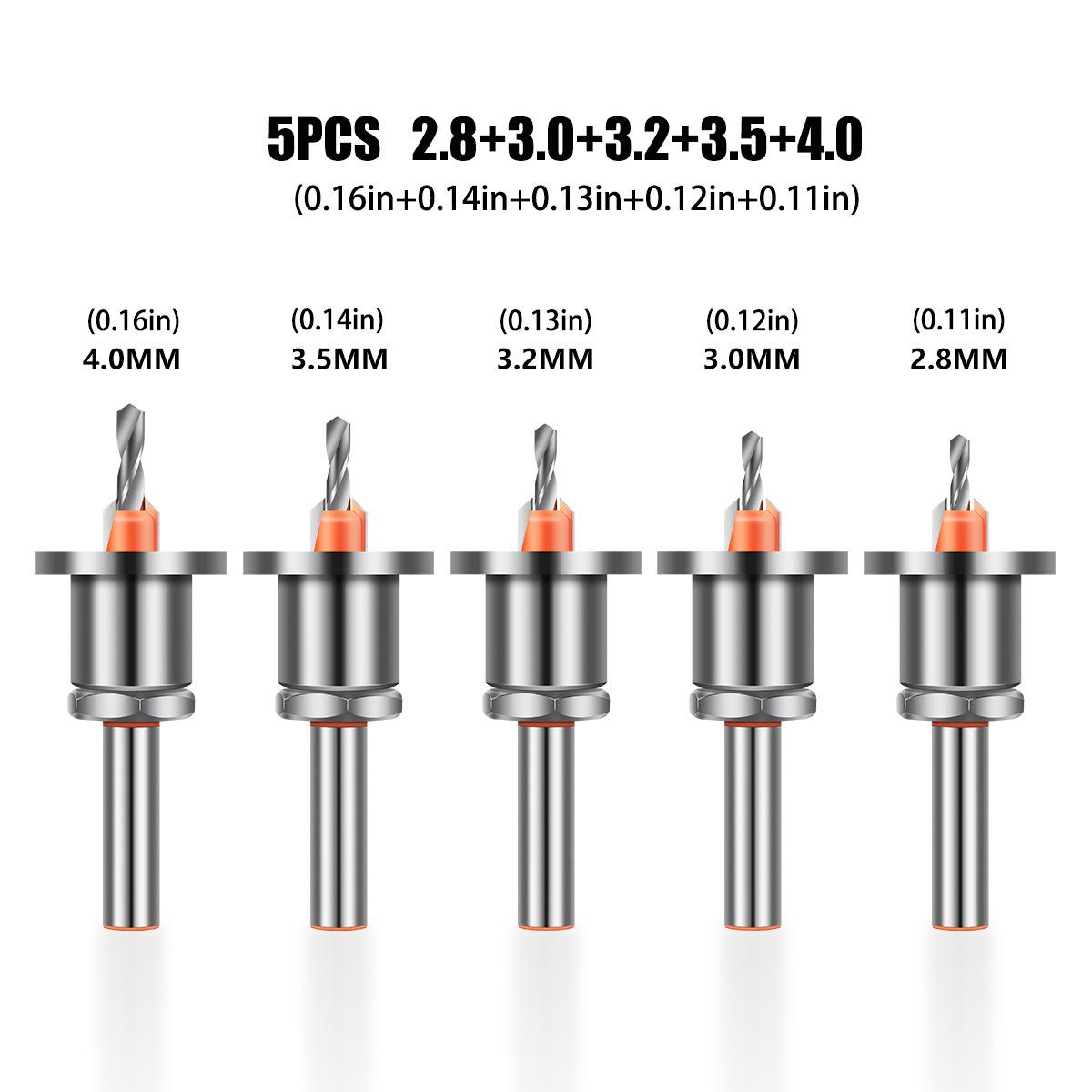

Тяжелое сверло с ограничителем, конусное сверло с головкой из сплава, ступенчатое сверло по дереву, установка винтов, сверло по дереву Countersunk Drill Belt Limiter 5-piece set 8