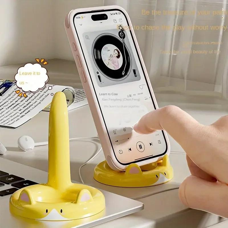 1Pcs Cartoon Cat Phone Stand Adjustable Angle Cute Desktop Holder for Watching Videos Calls Fits Most Smartphones