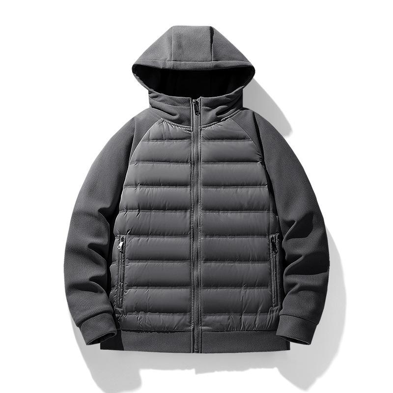 Couple Hooded Light Knitted Splicing Down Jacket Women's Autumn and Winter New Fashion Versatile Jacket