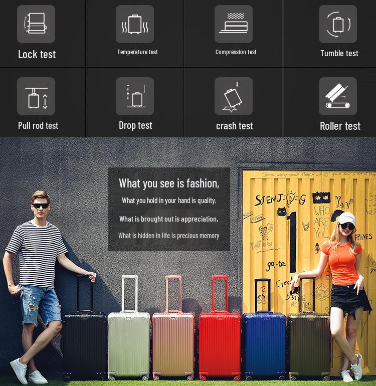 20" Aluminum-Magnesium Alloy Trolley Case - Unisex Metal Travel & Business Suitcase with Leather Accents
