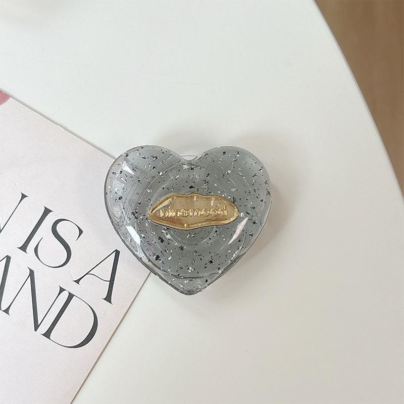 Solid Color Transparent Sequined Love Mobile Phone Airbag Bracket Pasted Retractable Lazy Desktop Watching Drama Support Ring Buckle