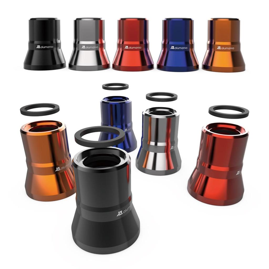 alumania Air Valve Stem Full Aluminum Rubber Air Valve Protection for Automotive Set of 4 Cover, Black, Billet, Wheels, VU-003-SS-BK,