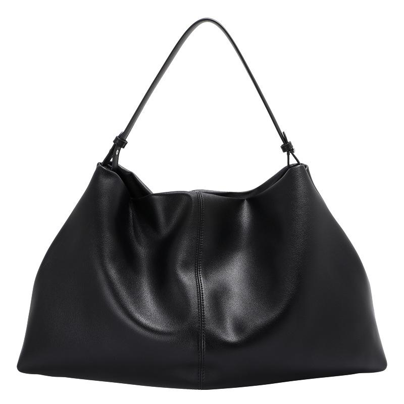 Large Capacity Tote Bag Women's Lazy and Relaxed Cowhide Commuting Leather Underarm Bag Autumn and Winter Soft Leather Shoulder Messenger Bag