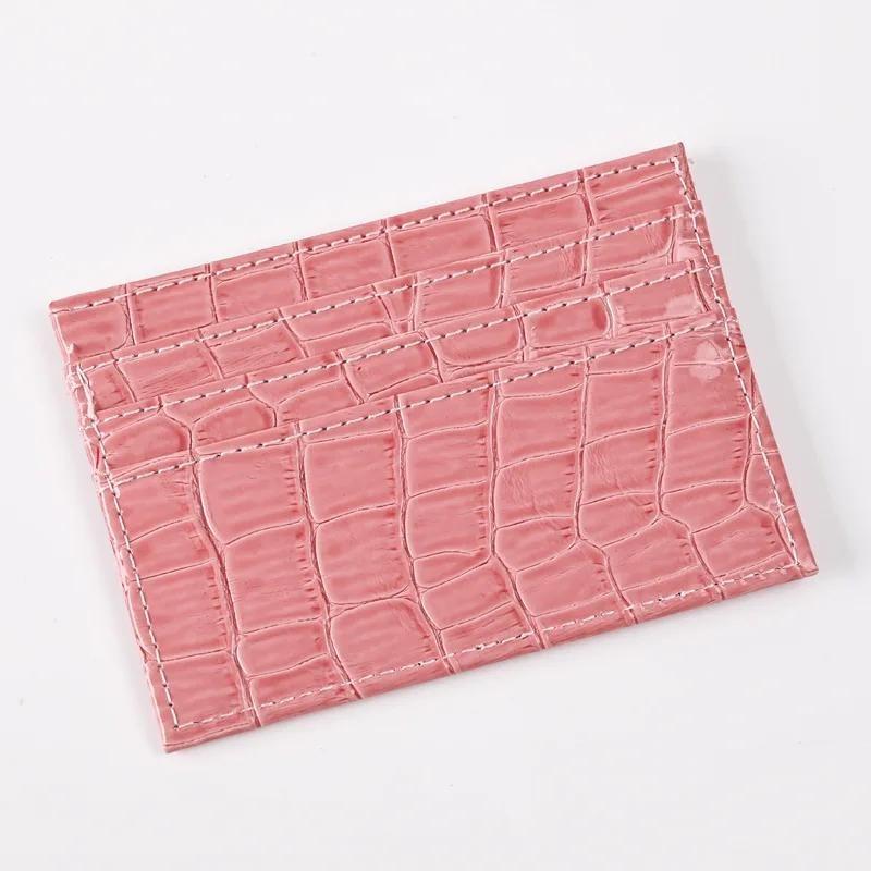 Women's Thin Business Credit Card Case Bag Student Id Bus Card Cover Purse Crocodile Pattern Card Holder Wallet Pu Leather