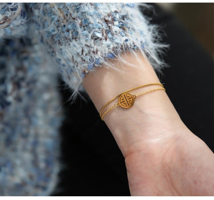 Double Layer Korean Fashion Titanium Steel Friendship Bracelet for Women - Simple, Stylish, and Trendy
