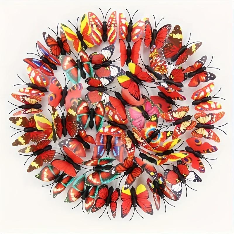 40pcs Vibrant Faux Butterflies - Colorful Plastic Decor for Hats, Slippers & DIY Crafts, Perfect for Home & Living Room Wall Art