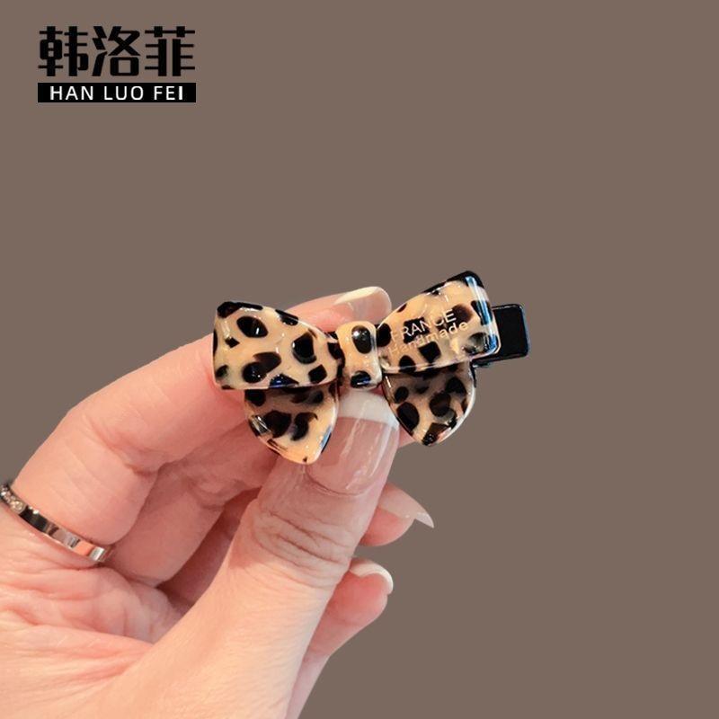 

Korean New Bow Hair Clips Women Leopard Print Acrylic Duckbill Clip Simple Side Bangs Clip Ladies Daily Hair Accessories