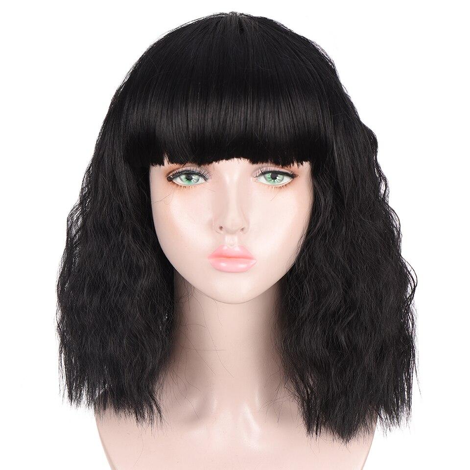LUPU Short Ombre Black Gray Curly Wavy Wig Cosplay Party Daily Synthetic Wig For Women High Temperature Fibre Hair Wig
