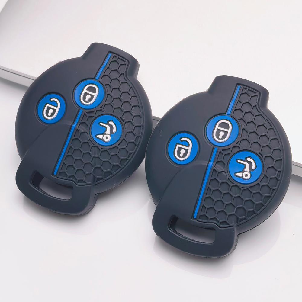 Silicone Car Key Fob Cover for Smart Fortwo Forfour Roadster City Coupe City Cabrio Crossblade Honeycomb Texture Anti Scratch Remote Key Protector