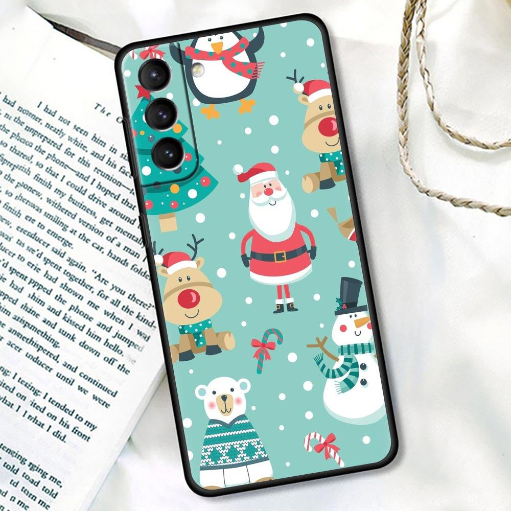 S24Ultra For Samsung Galaxy S21 S20 FE S22 Ultra 10 S23 S24 Plus Phone Case Funda Cover Merry Christmas Gift Santa Claus Snowman
