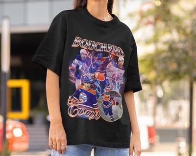 Evan Bouchard Shirt Vintage 90s Edmonton Oilers Fan NHL Hockey Design Retro Bootleg Gift Classic Graphic Tee Unisex T-Shirt Limited Edition