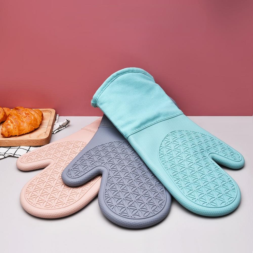 Household High Temperature Resistant Silicone Heat Insulation Gloves Oven Anti-hot Hand Sleeve Microwave Anti-slip Heat Resistant Silicone Gloves