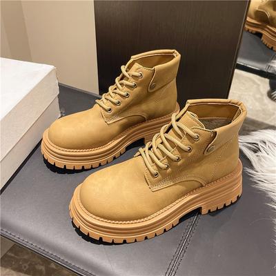 Martin Boots 2025 Autumn and Winter New Thick-soled Inner Height-increasing Short Boots for Women Autumn and Winter Retro Single Boots Rhubarb Boo