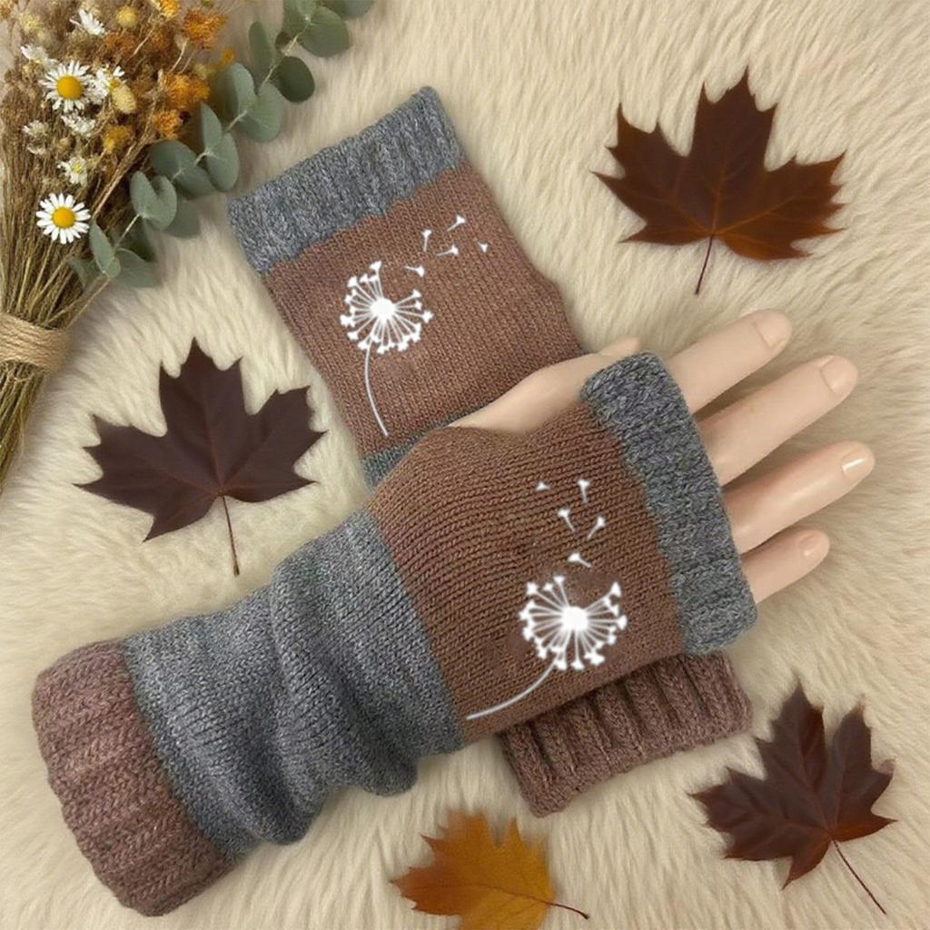 Fashionable Warm Patchwork Embroidered Gloves