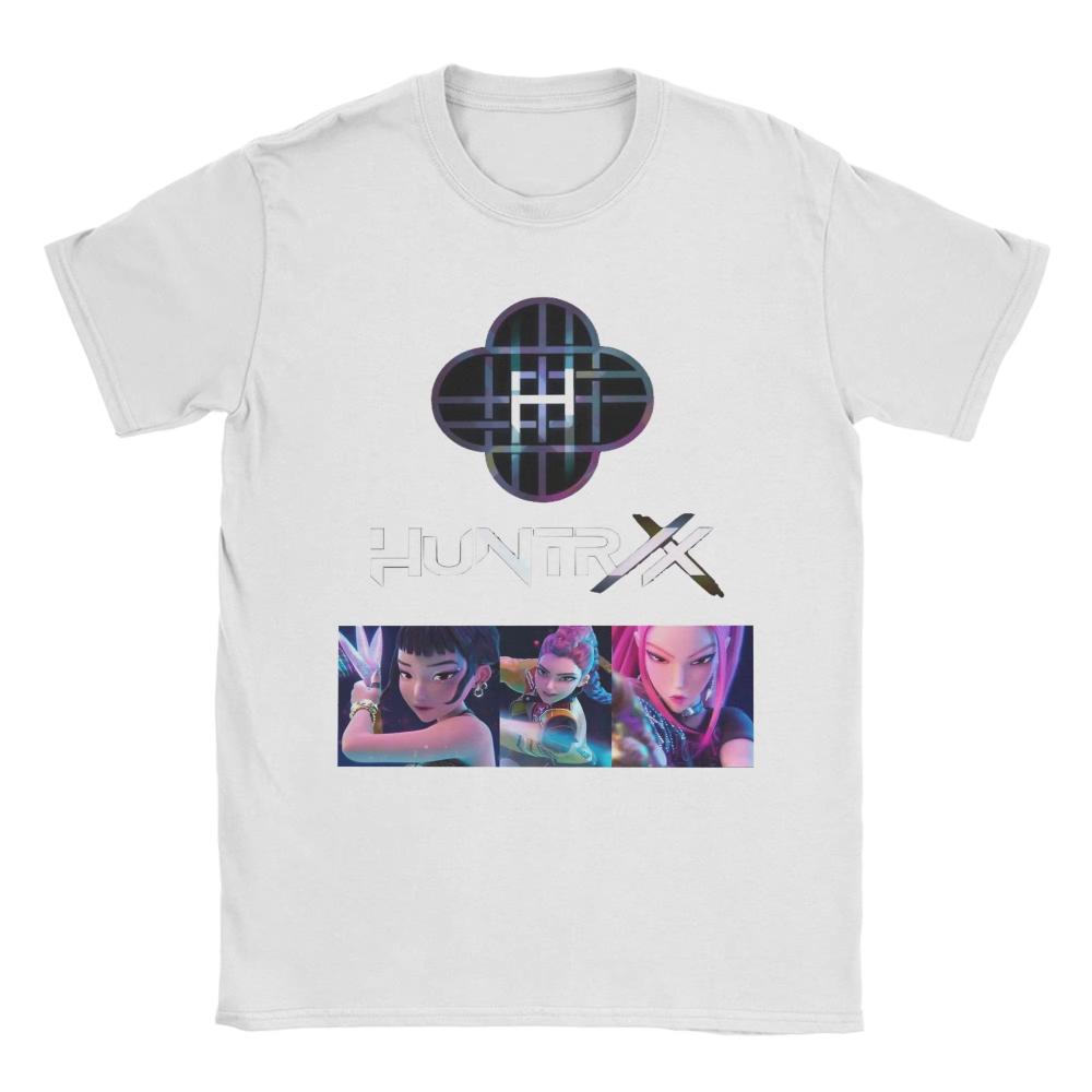 K-POP Demon Hunters T Shirt Beach Huntrix with Logo Name Harajuku T Shirts Men Cotton Plus Size Clothing Women Short Sleeve Tops