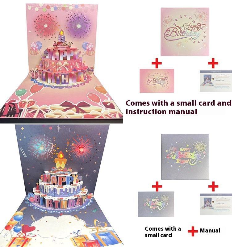 Blasbare Musikfeuerwerk 3D-Grußkarte, kreative handgefertigte Hohlpapierschnitzerei, Geschenk, 3D-Geburtstagskarte