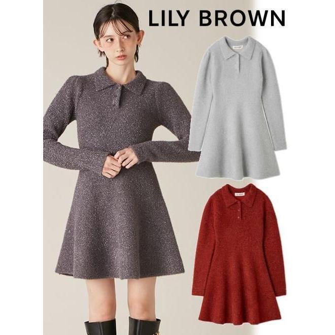 (Sale 60% OFF) Lily Brown / Lily Brown Lam Knit Dress 25 Fall/Winter. LWNO255043