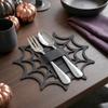 12PCS Black Halloween Spider Web Cutlery Cover Portable Cutlery Pouch Felt Cutlery Bag  Party