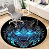 1pc Wolf Head Chair Carpet for Office, Round Non-Slip Durable Large Size Office Carpet, Suitable for Office, Beautiful Decoration
