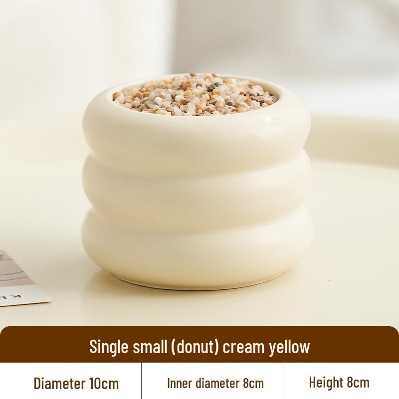 Nordic Style Cream Ceramic Succulent Pot for Phalaenopsis and Green Plants