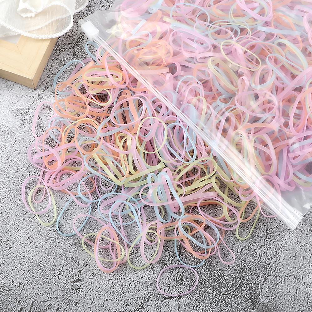 1000 Stück/Set Mädchen Elastisches Scrunchie Bunte Haargummis für Kinder Frauen Gummiband Stirnband Pferdeschwanzhalter Haarschmuck Geschenk