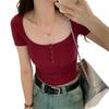 Women's Summer 2026 Slim Fit Solid Color Cropped T-shirt