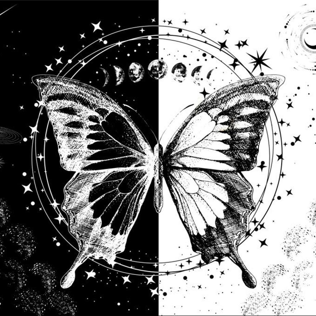Tapestry Butterfly Moon Phases Tablecloth for Bedroom Decorative Background Cloth Picnic Blanket Tarot Tablecloth Home
