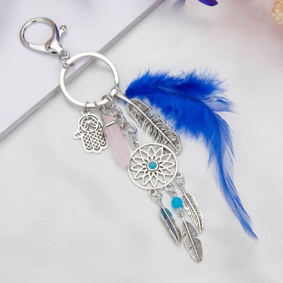 Keychain Dream catcher Feathers Tassels Faux Crystals Charm Bohemian Style Keyring with Lobster Clasp Bags Car Accessories