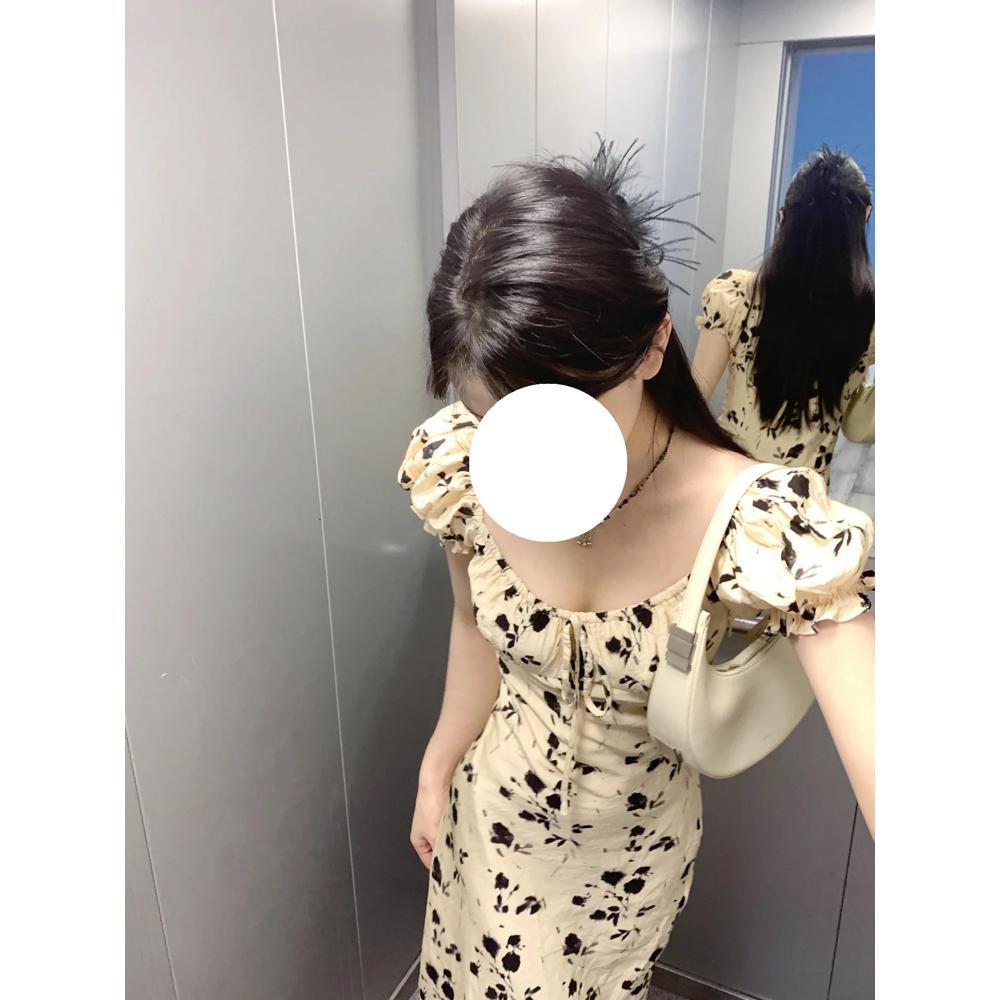 

Ретро платье с рукавом Сяофэй в цветочек, летнее новое платье миди длиной ниже колена с приталенным силуэтом и темпераментом XL- (recommended 110-60kg)