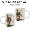 1pc 11oz Double-Sided Printed Beer Lover Mug, White Ceramic Cup for Daily Drinking