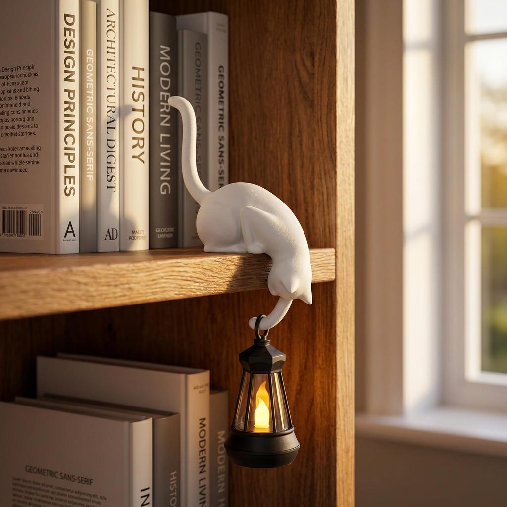 1/2pcs Cute Cat-Shaped Hooks Multi-Purpose Hanging Storage Hook with Handheld Light for Bedroom Livingroom Decor Ornament Hanger