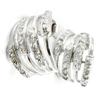 Les Trésors De Lily [I3900] - Silver Half Hoop Earrings 'Goddess' White