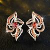 Elegant Red Zircon Plum Blossom Earrings for Women Luxury Gold Color Wedding Accessories Jewelry Gift
