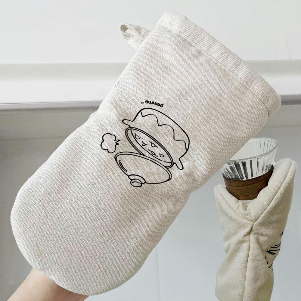 

Cotton Oven Gloves Thickened Microwave Mitts Durable Kitchen Hand Clip Restaurant бежевый