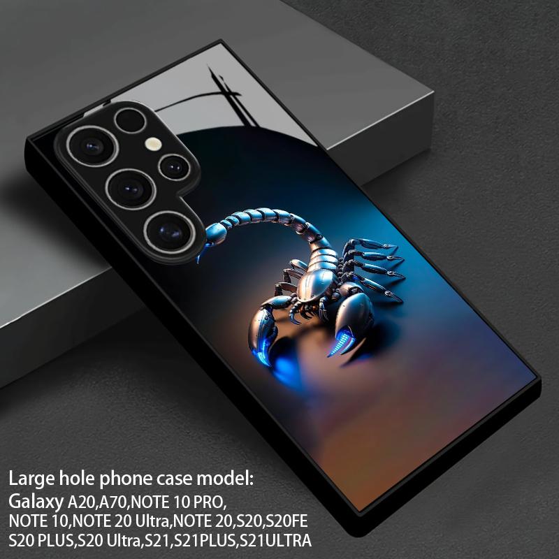 Mekanik Mavi Işık Akrep Desenli 2D Telefon Kılıfı Samsung S26 S25 S24 S23 S22 S21 S20 A55 için Temperli Cam Koruyucu Kapak
