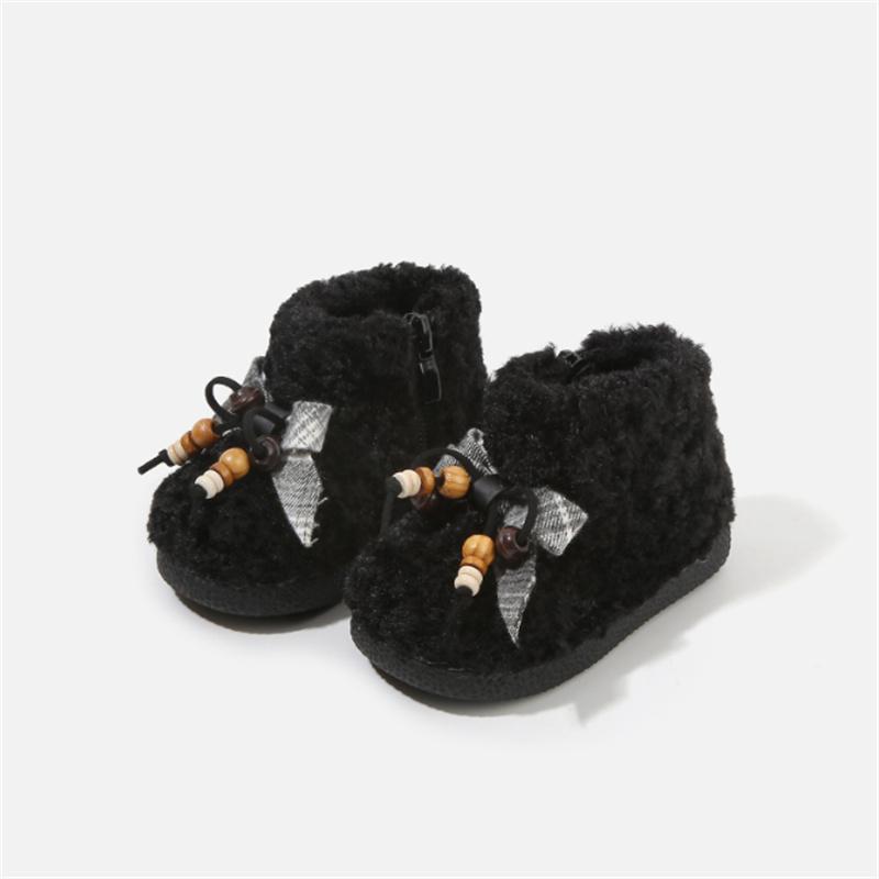 

Winter Baby Boots Warm Plush Butterfly-knot Girls Princess Shoes Kids Ankle Boots Toddler Baby Shoes EU 16-26 27 чорний