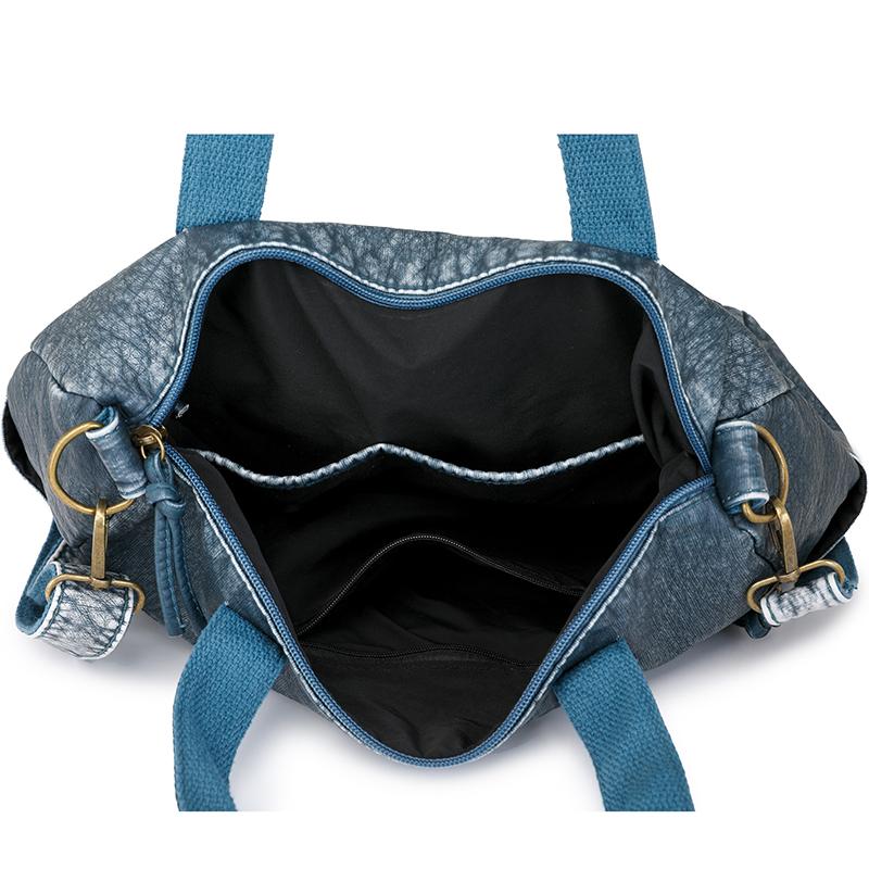 Håndveske med stor kapasitet Mykt skinn Multifunksjonell totebag Vintage dame skulderveske